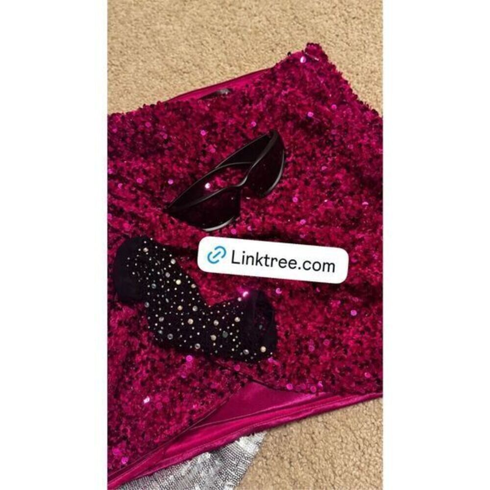Sequin pink mini skirt